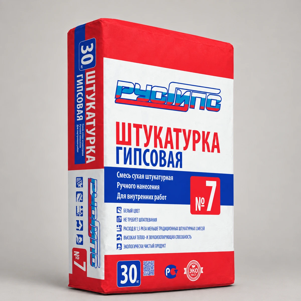 Штукатурка Русгипс №7 гипсовая, 30 кг