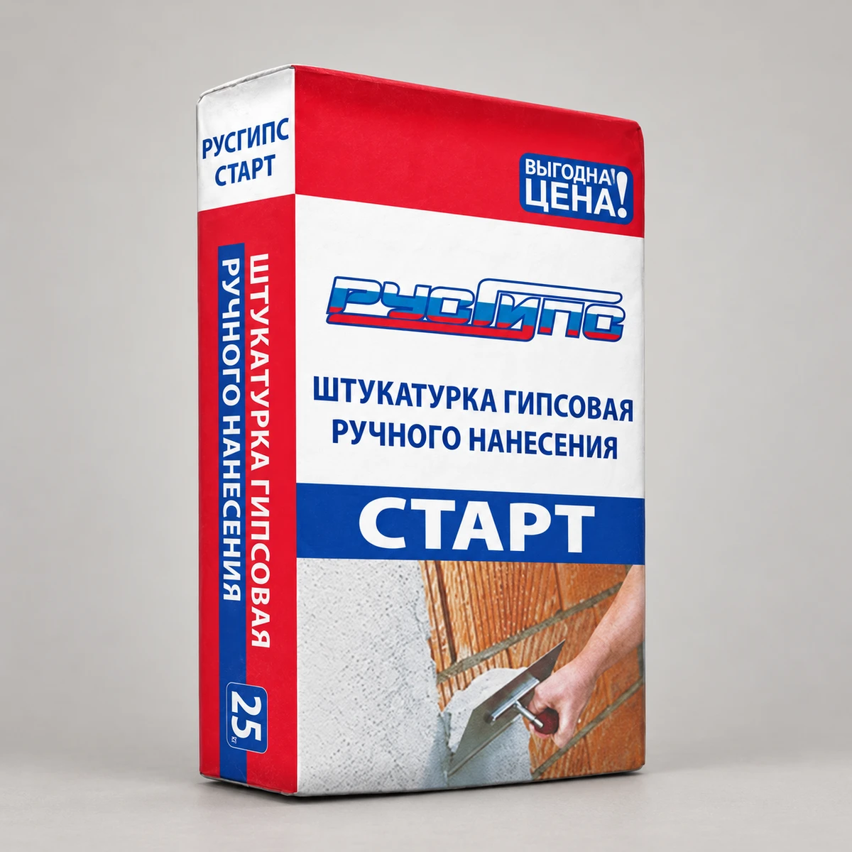 Штукатурка Русгипс Старт гипсовая, 25 кг